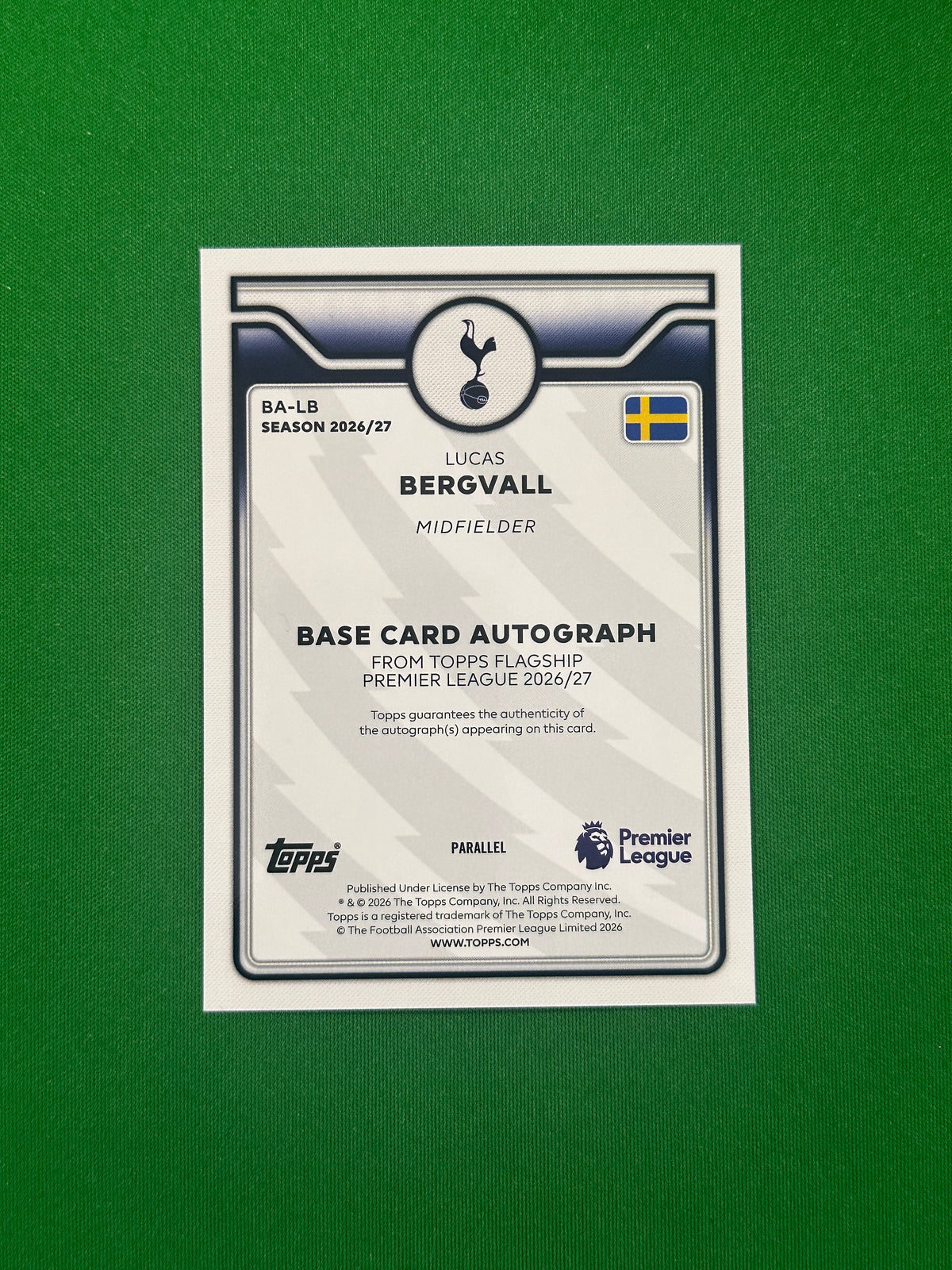 Lucas Bergvall Autograph Blue 073/150 — back