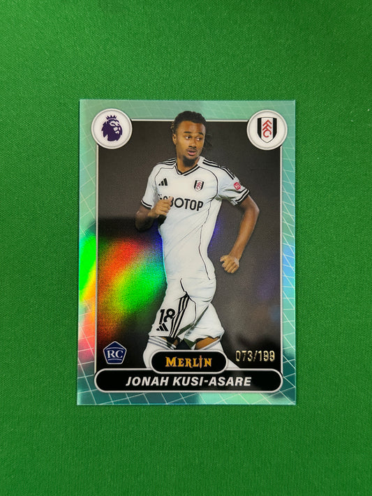 Jonah Kusi-Asare Rookie Parallel Aqua Refractor 073/199 - 2026 Topps Merlin Premier League - front