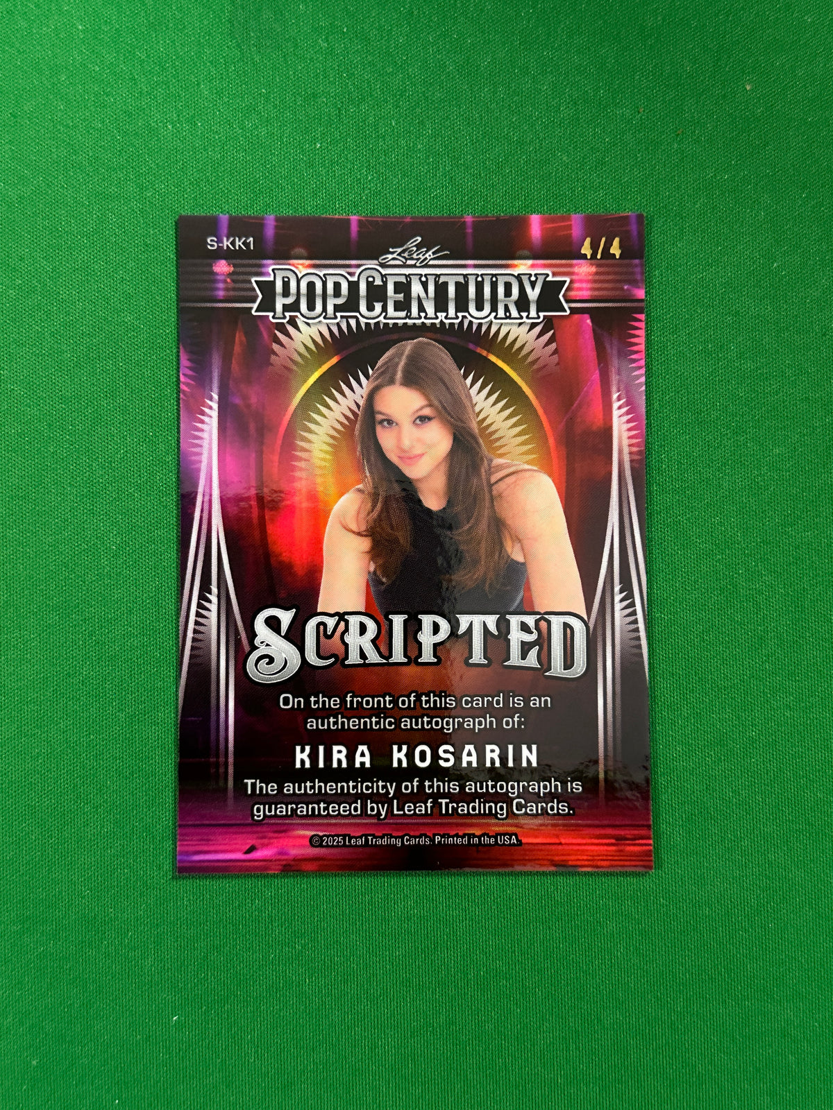 Kira Kosarin Scripted Autograph 4/4 - Leaf Pop Century 2025 - back