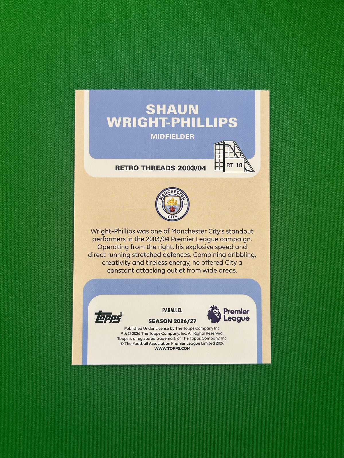 Shaun Wright-Phillips Retro Threads Black and White 55/75 — back