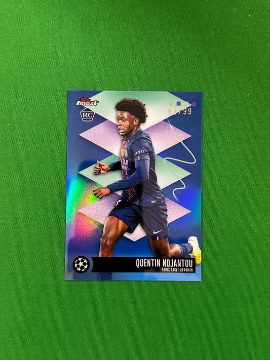 Quentin Ndjantou Rare Rookie Parallel Blue Refractor 83/99 - 2025-26 Topps Finest UEFA Club Competitions - front