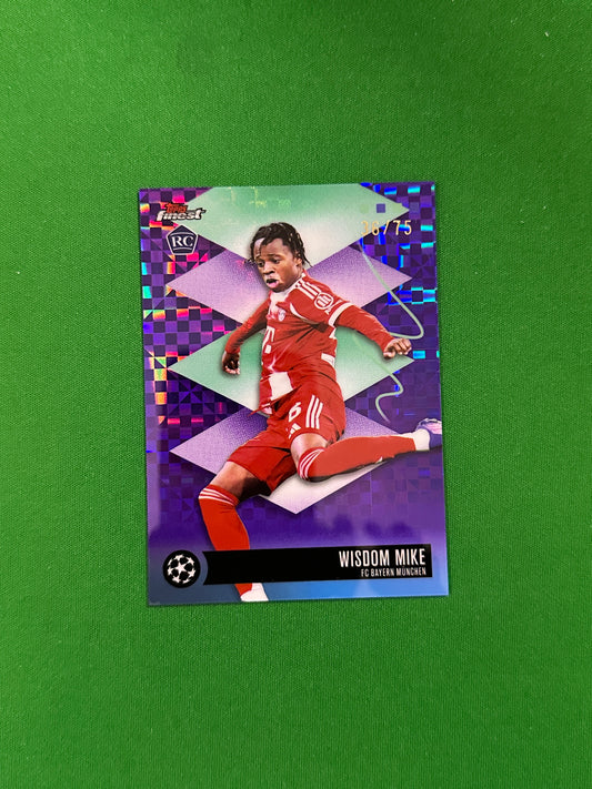 Wisdom Mike Rare Rookie Parallel Purple Checkerboard 36/75 - 2025-26 Topps Finest UEFA Club Competitions - front
