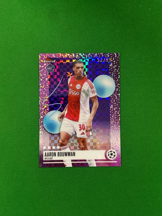 Aaron Bouwman Uncommon Rookie Parallel Purple Checkerboard 52/99 - 2025-26 Topps Finest UEFA Club Competitions - front