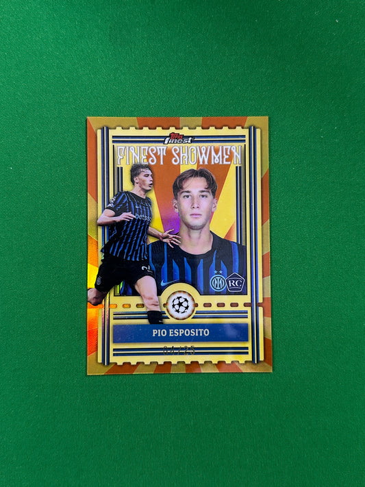 Pio Esposito Finest Showmen Rookie 04/25 - 2025-26 Topps Finest UEFA Club Competitions - front