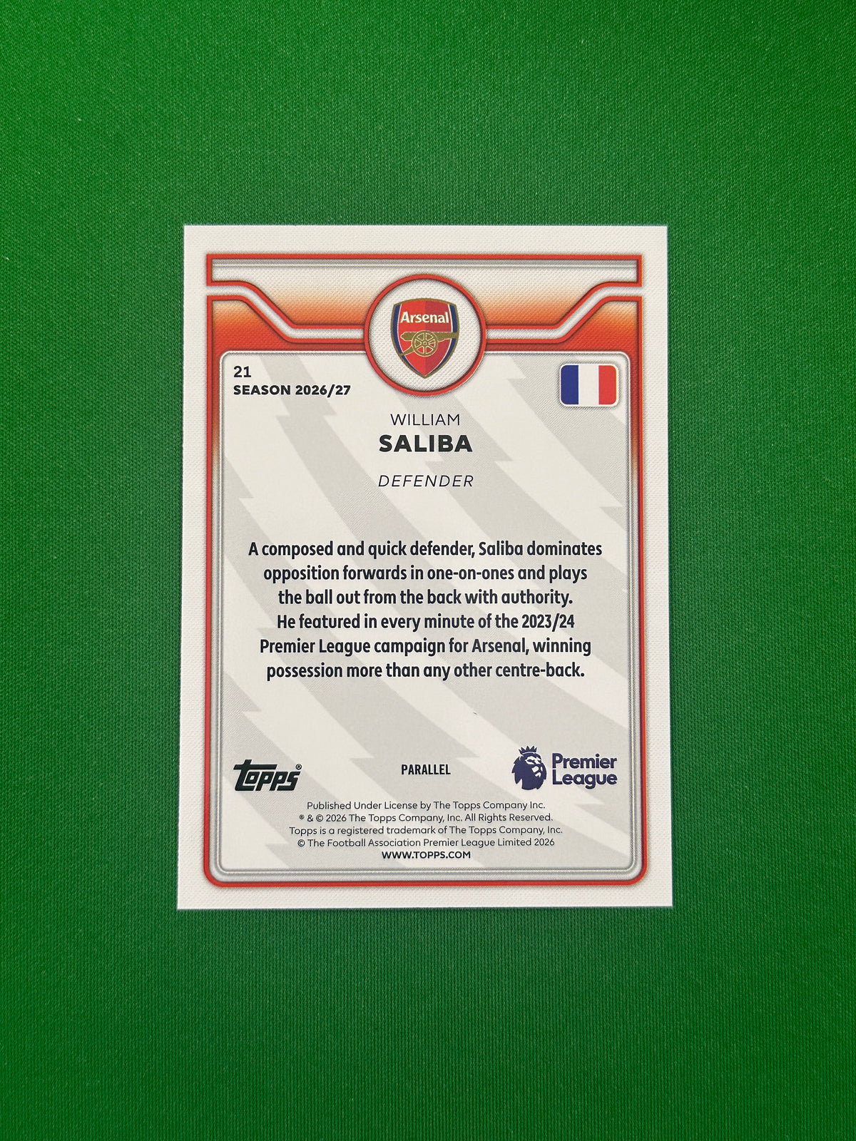 William Saliba Blue 064/150 — back