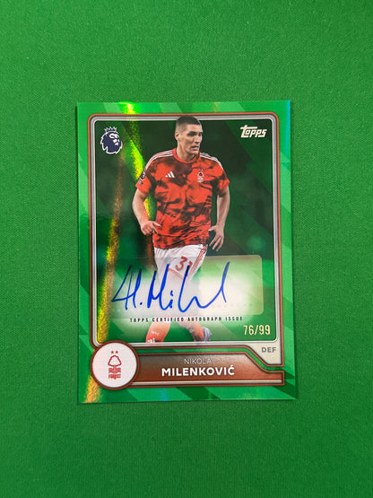 Nikola Milenković Autograph Green 76/99 — front