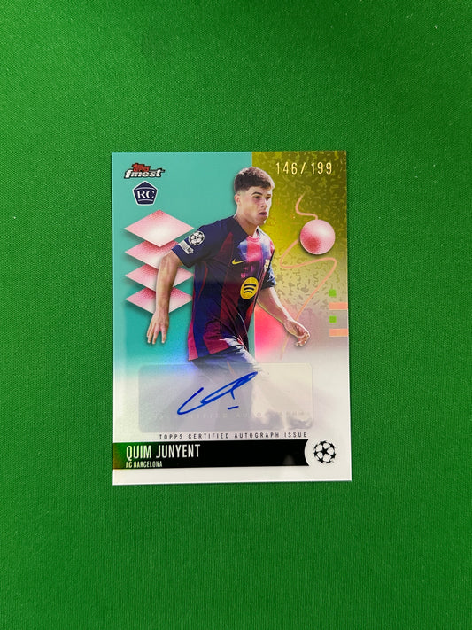 Quim Junyent Rookie Autograph Aqua Refractor 146/199 - 2025-26 Topps Finest UEFA Club Competitions - front