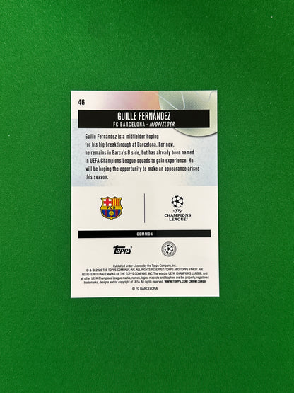 Guille Fernández Common Rookie Parallel Blue Refractor 151/200 - 2025-26 Topps Finest UEFA Club Competitions - back