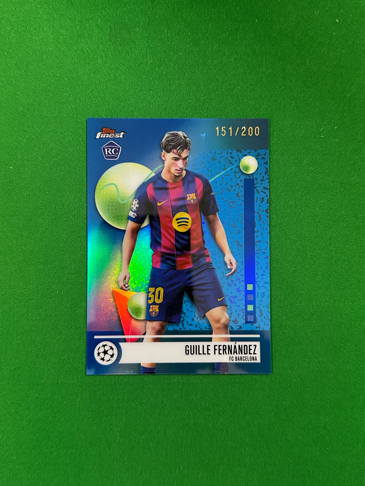 Guille Fernández Common Rookie Parallel Blue Refractor 151/200 - 2025-26 Topps Finest UEFA Club Competitions - front