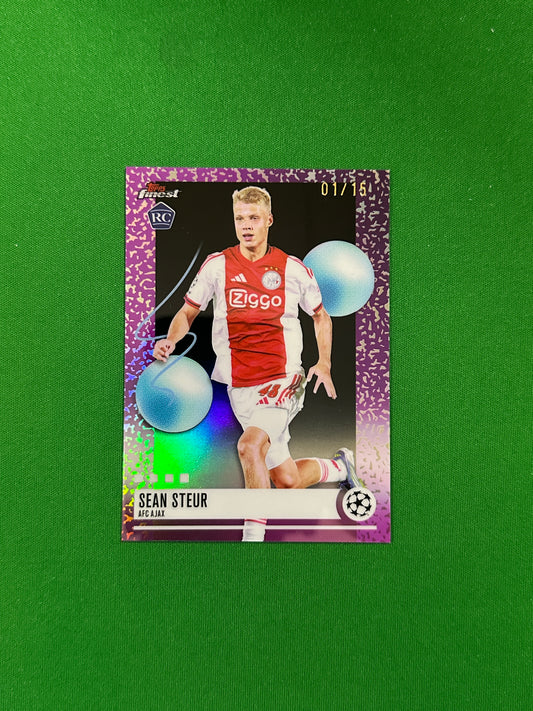 Sean Steur Uncommon Rookie Parallel Black Refractor 01/15 - 2025-26 Topps Finest UEFA Club Competitions - front