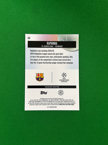 Raphinha HoloGlow Variation - 2025-26 Topps Finest UEFA Club Competitions - back