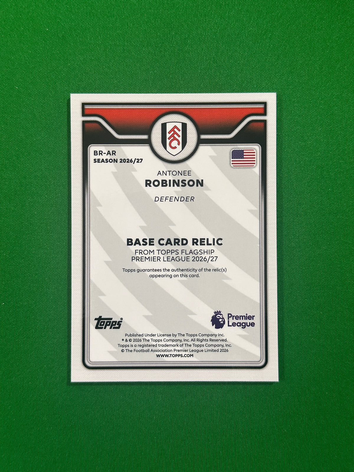 Antonee Robinson Relic — back