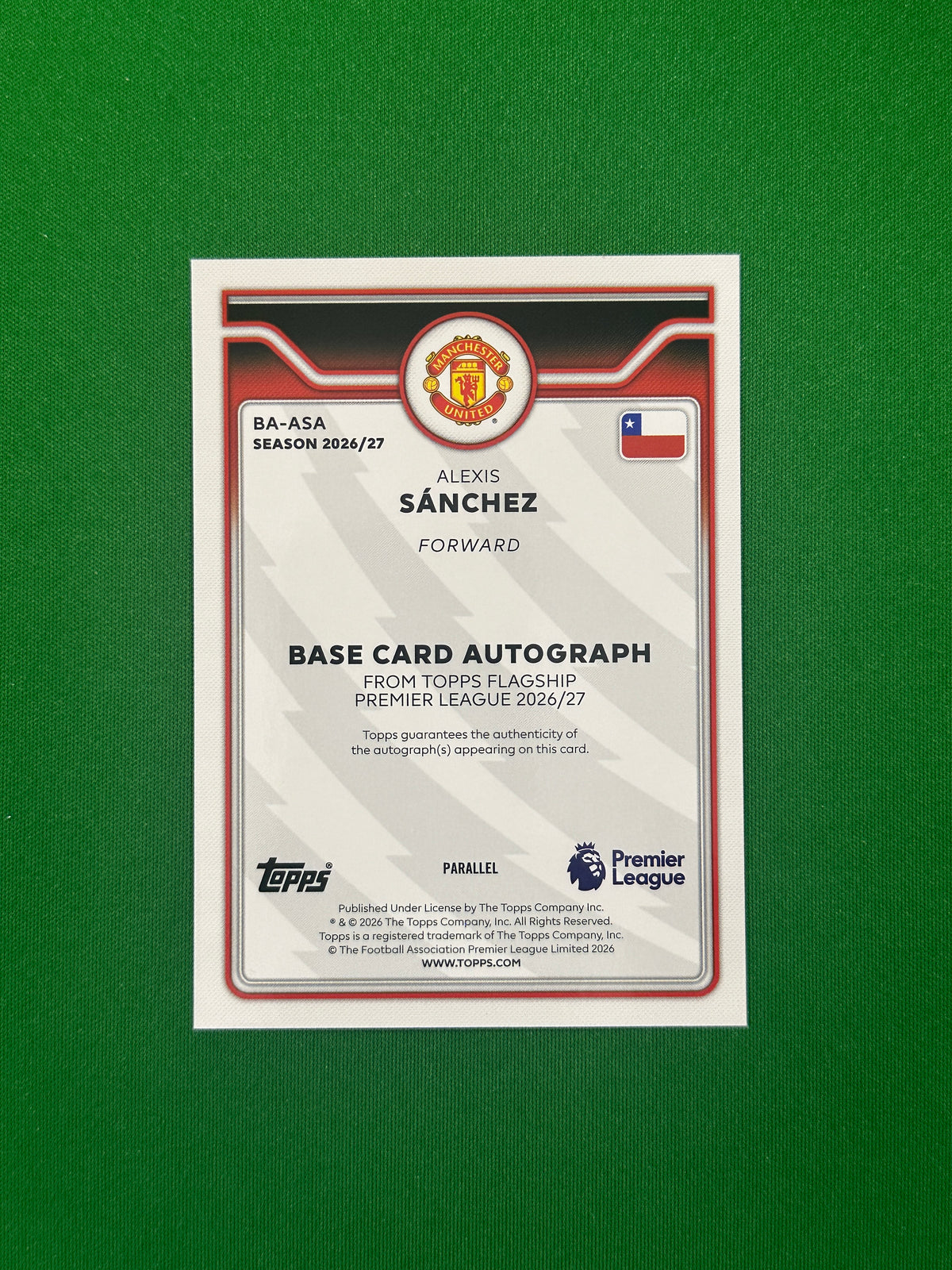 Alexis Sánchez Autograph Black 01/10 — back