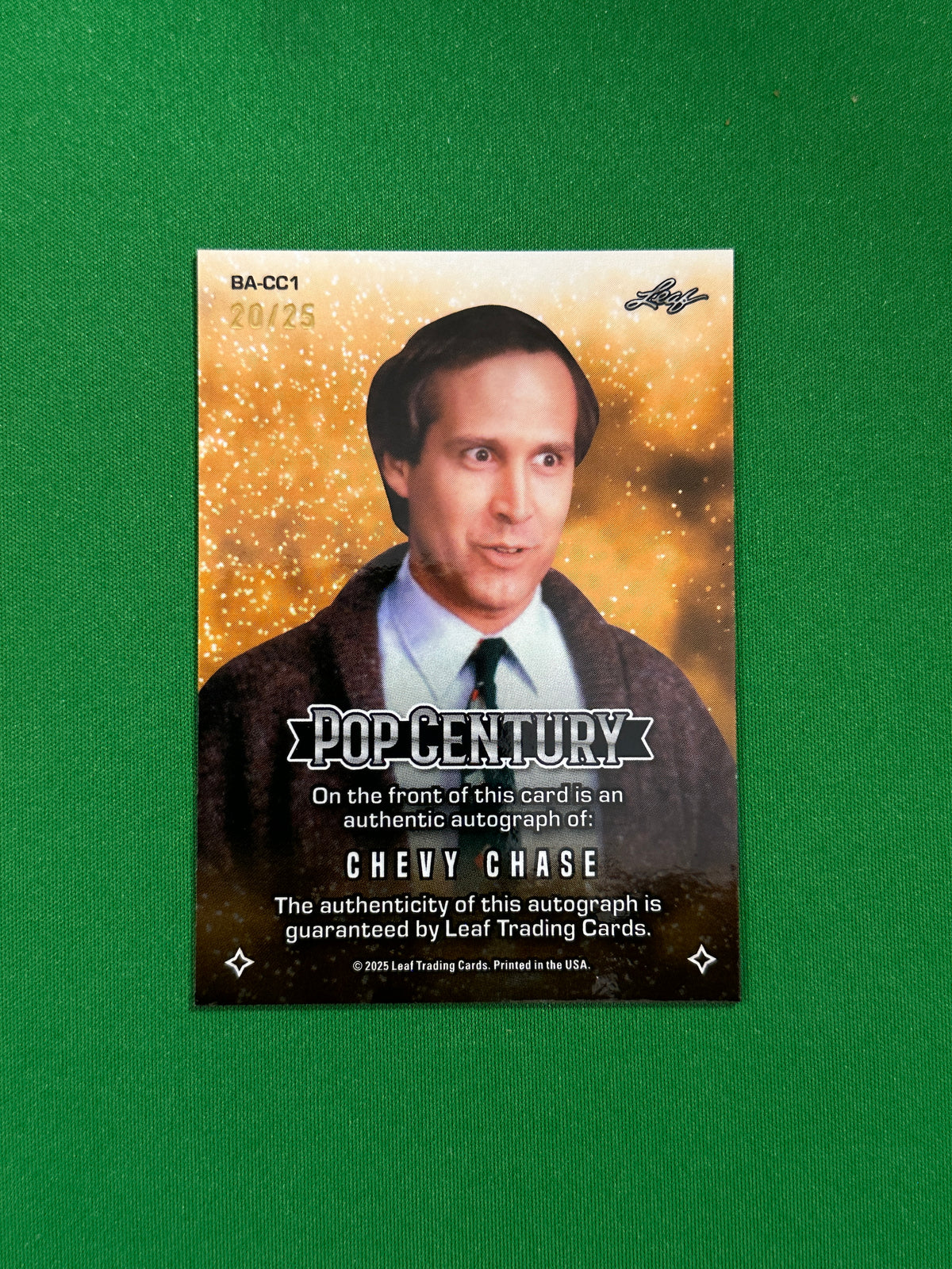 Chevy Chase Autograph 20/25 - Leaf Pop Century 2025 - back
