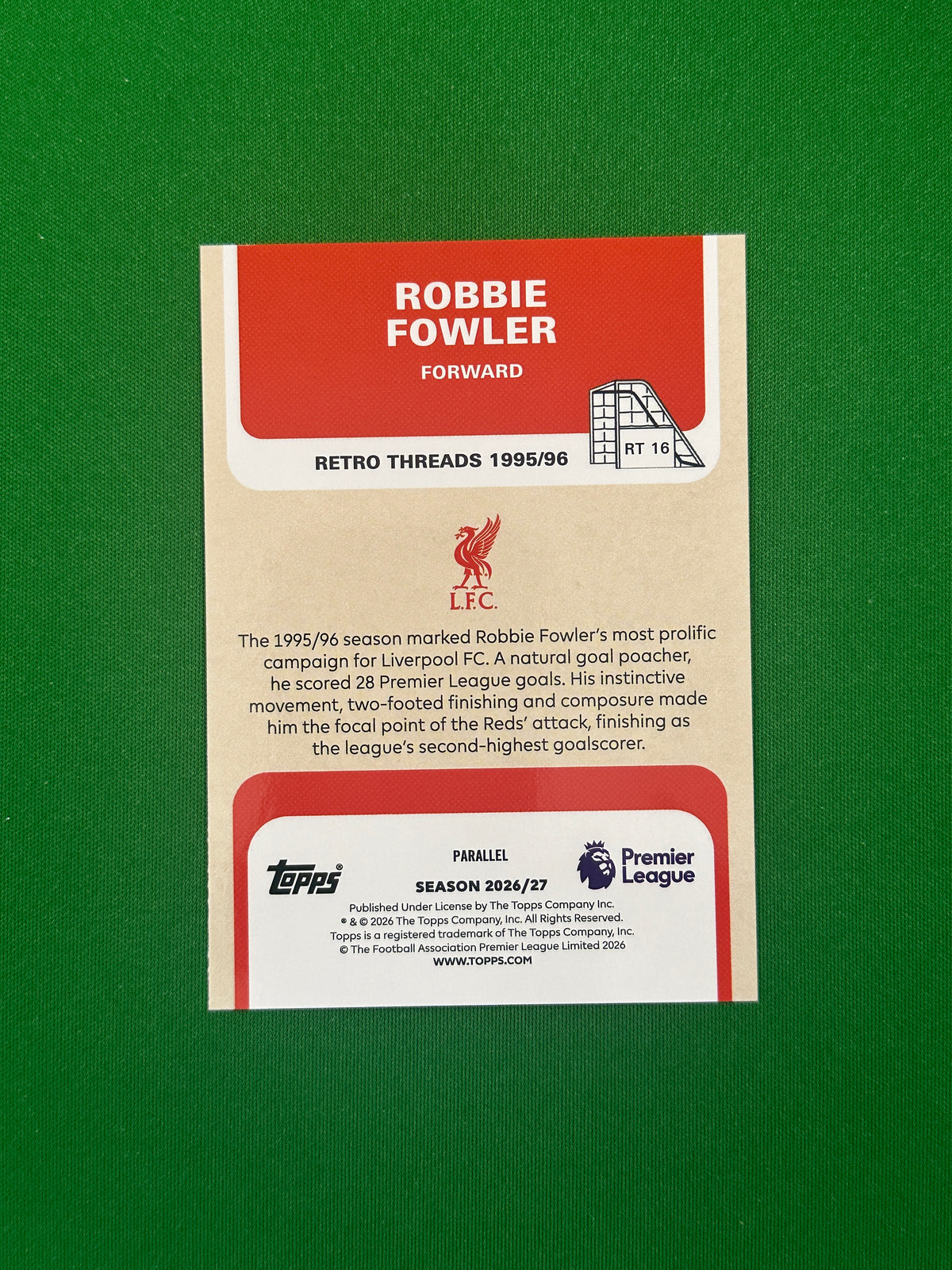 Robbie Fowler Retro Threads Black and White 18/75 — back