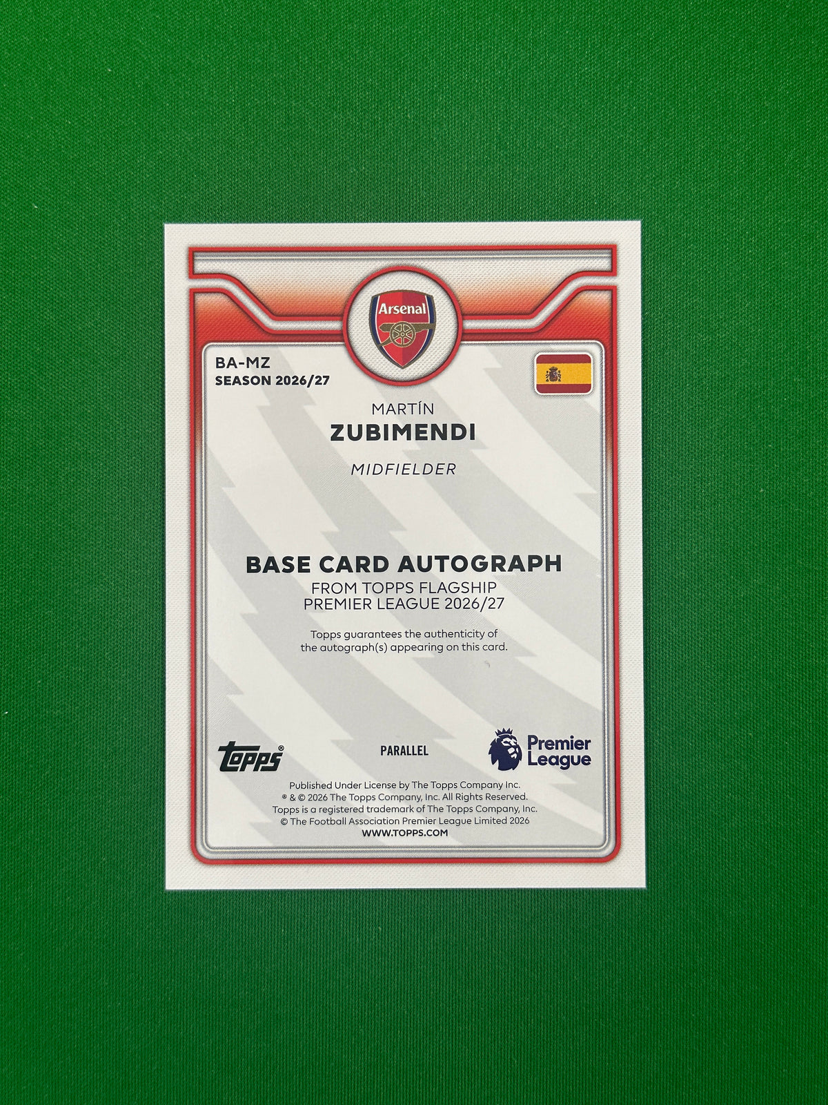 Martín Zubimendi Autograph Netbuster 36/38 — back