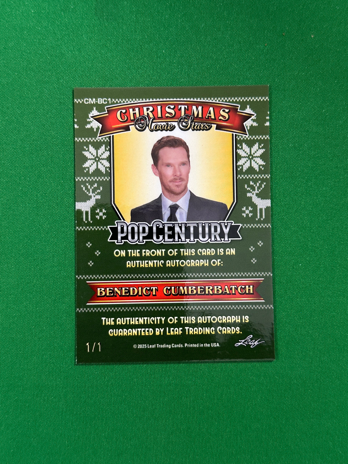 Benedict Cumberbatch Christmas Movie Stars Autograph 1/1 - Leaf Pop Century 2025 - back