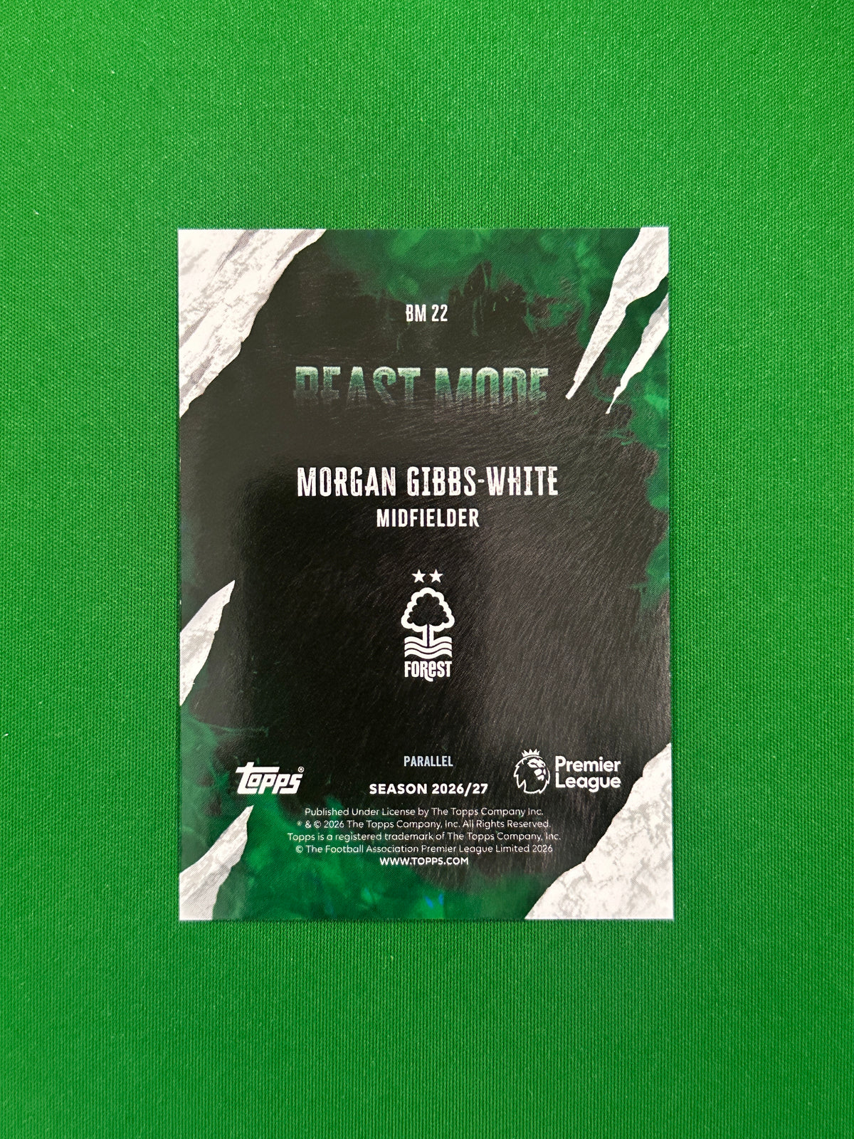 Morgan Gibbs-White Beast Mode Black and White 01/75 — back