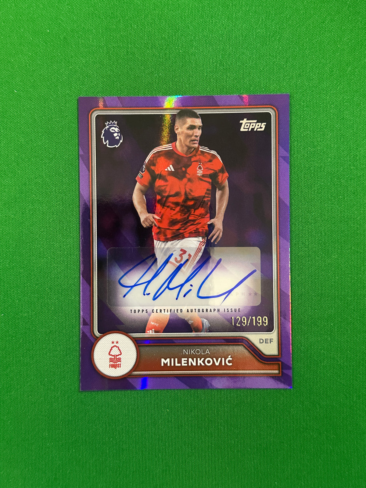 Nikola Milenković Autograph Purple 129/199 — front