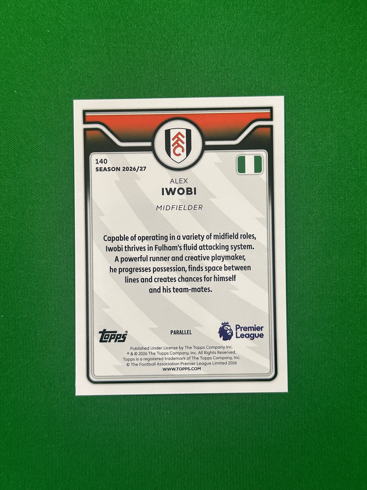 Alex Iwobi Green 48/99 — back