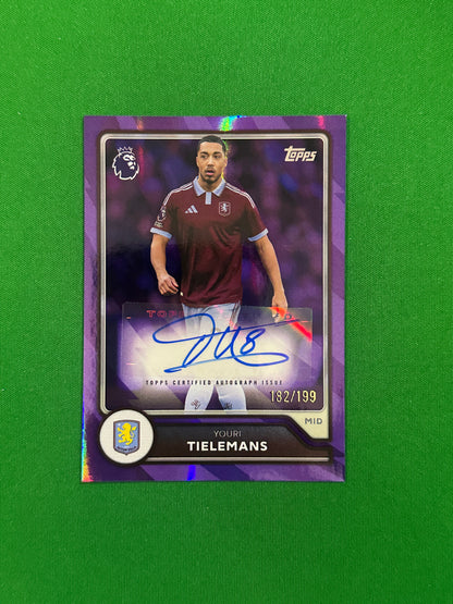 Youri Tielemans Autograph Purple 182/199 — front