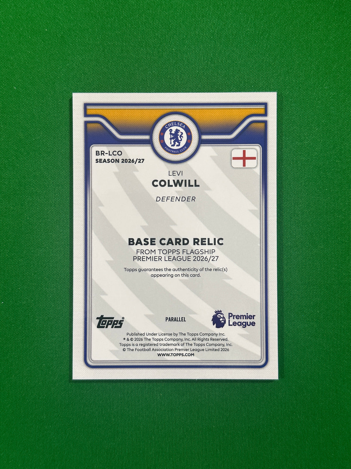 Levi Colwill Relic Green 45/99 — back