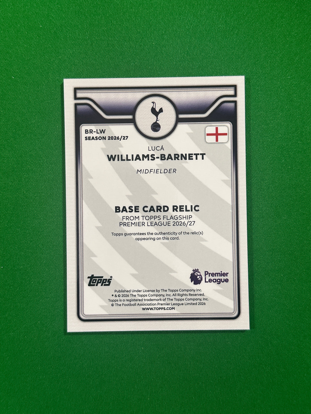 Lucá Williams-Barnett Relic — back