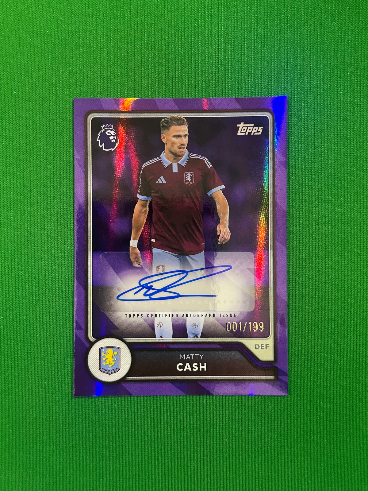 Matty Cash Autograph Purple 001/199 — front