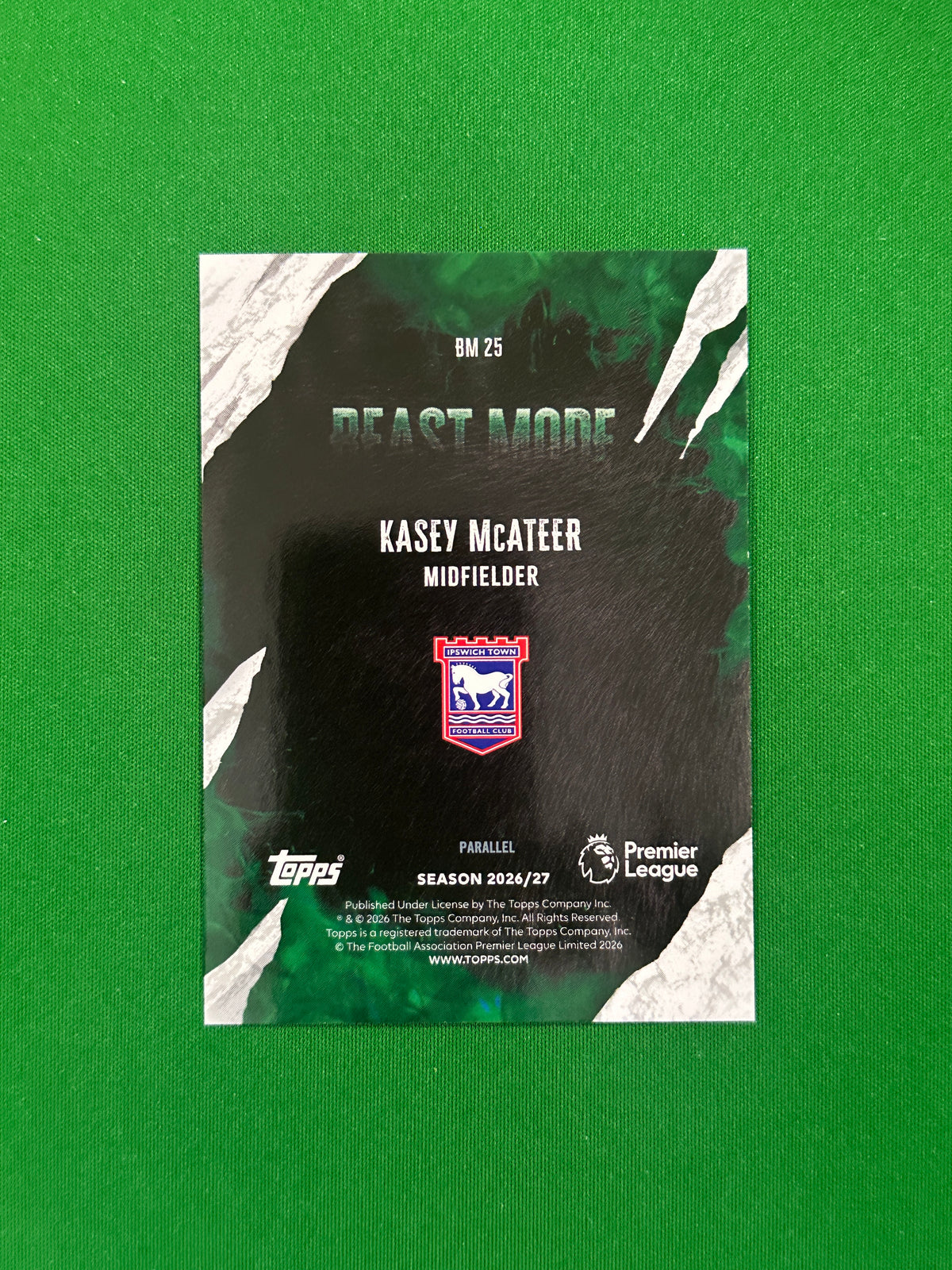 Kasey McAteer Beast Mode Green 28/99 — back
