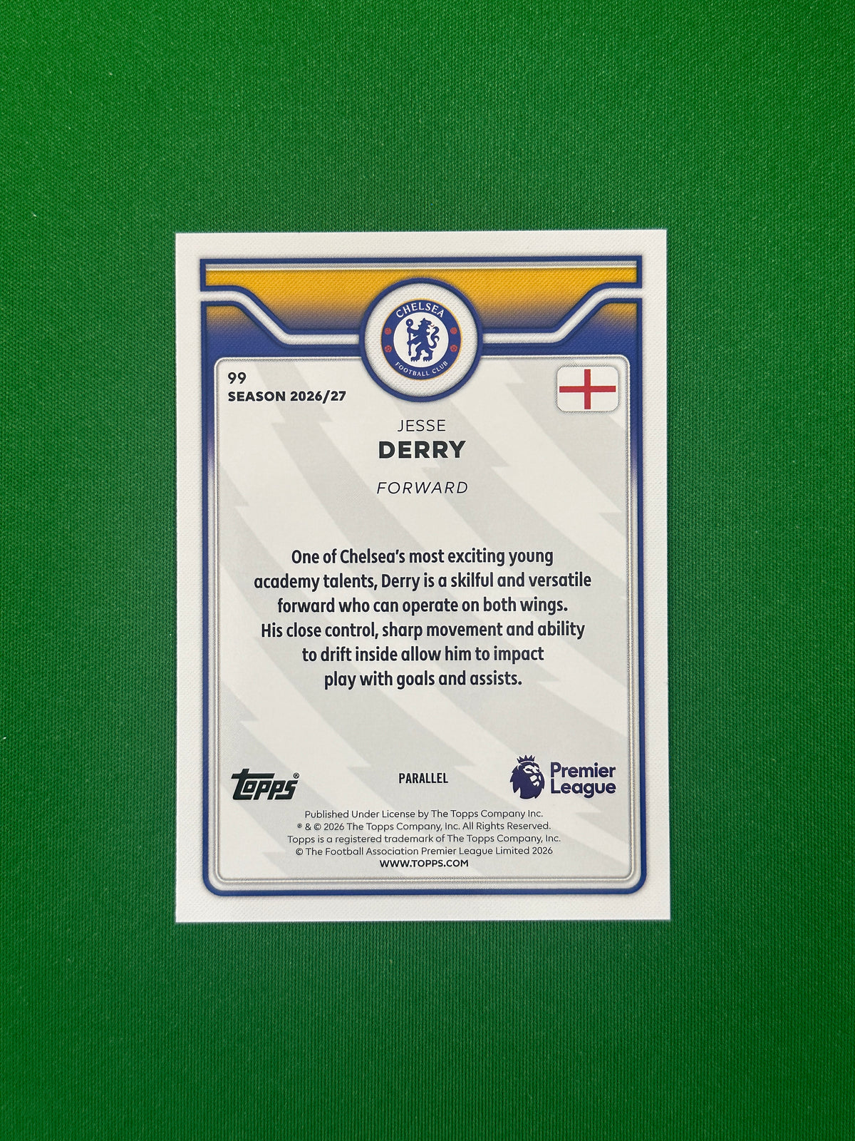Jesse Derry Gold 33/50 — back