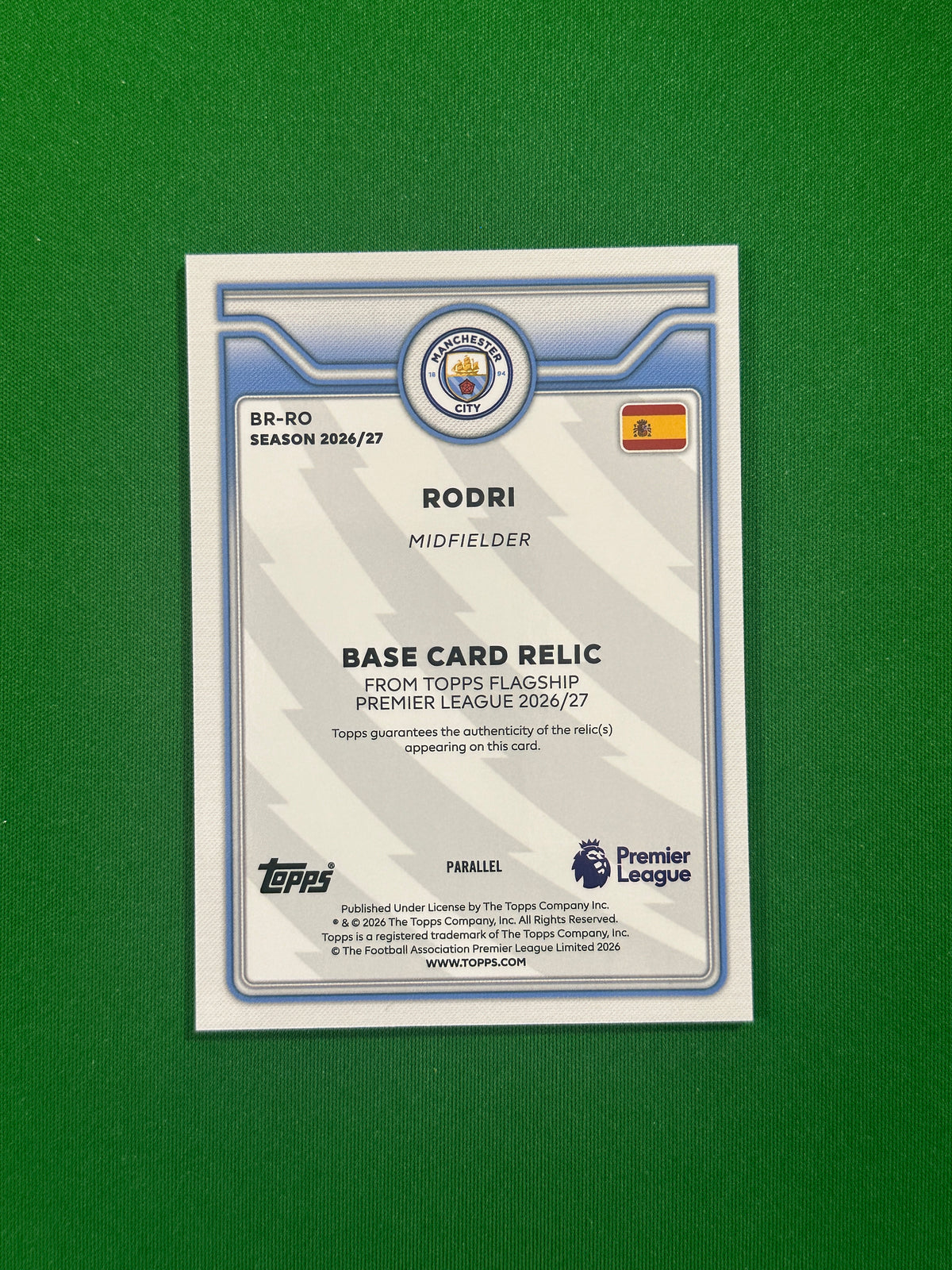 Rodri Relic Yellow 019/299 — back