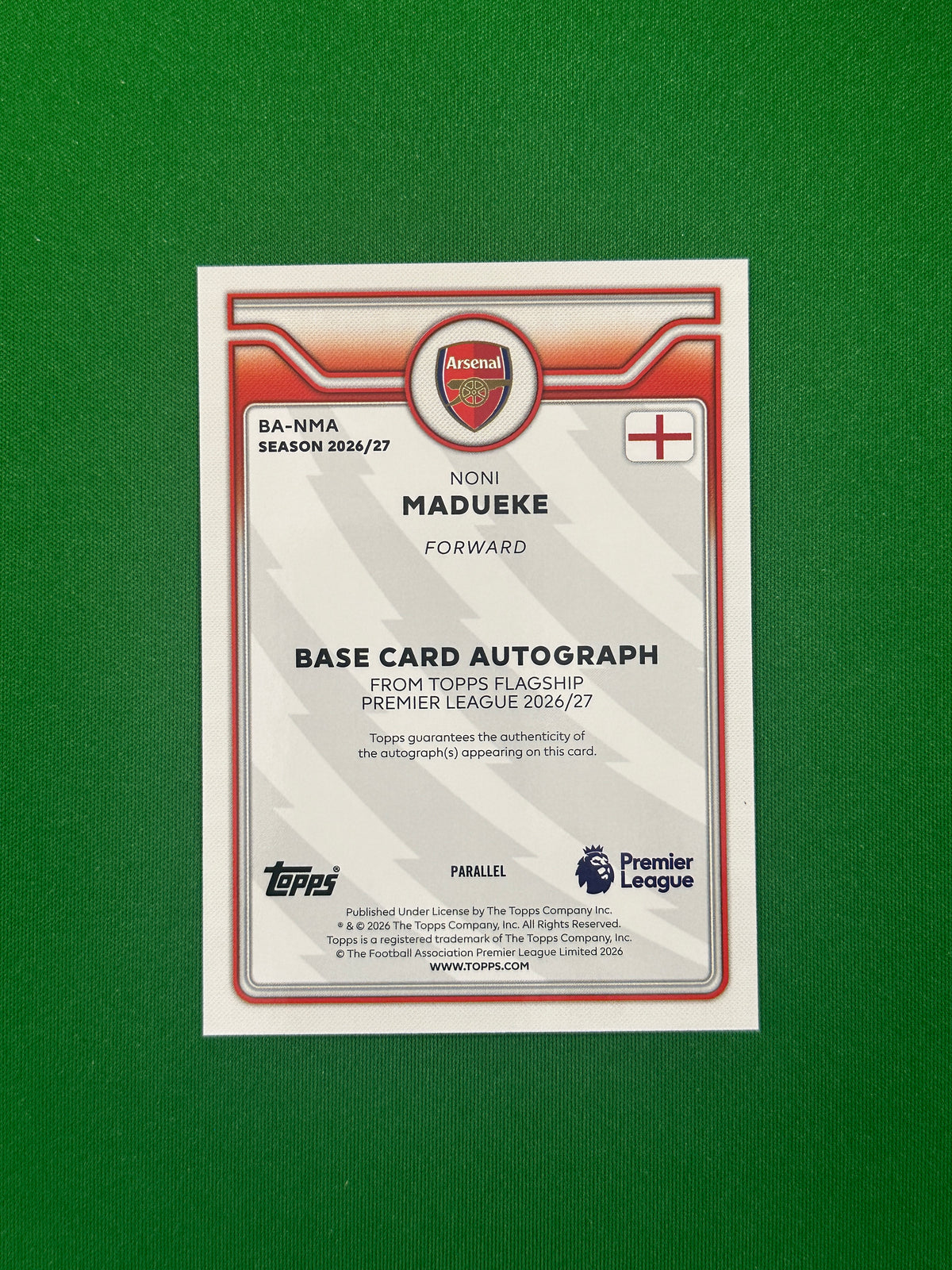 Noni Madueke Autograph Purple 099/199 — back