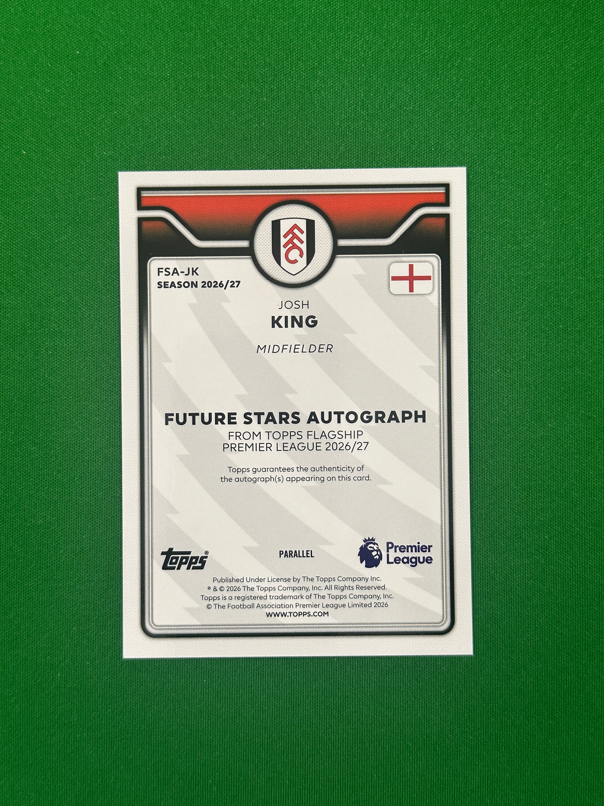 Josh King Future Stars Autograph Black and White 08/75 — back