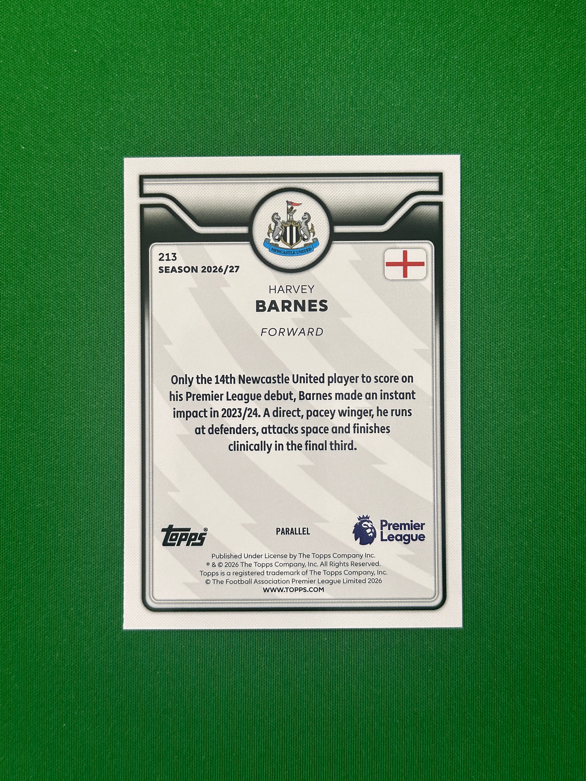 Harvey Barnes Green 64/99 — back