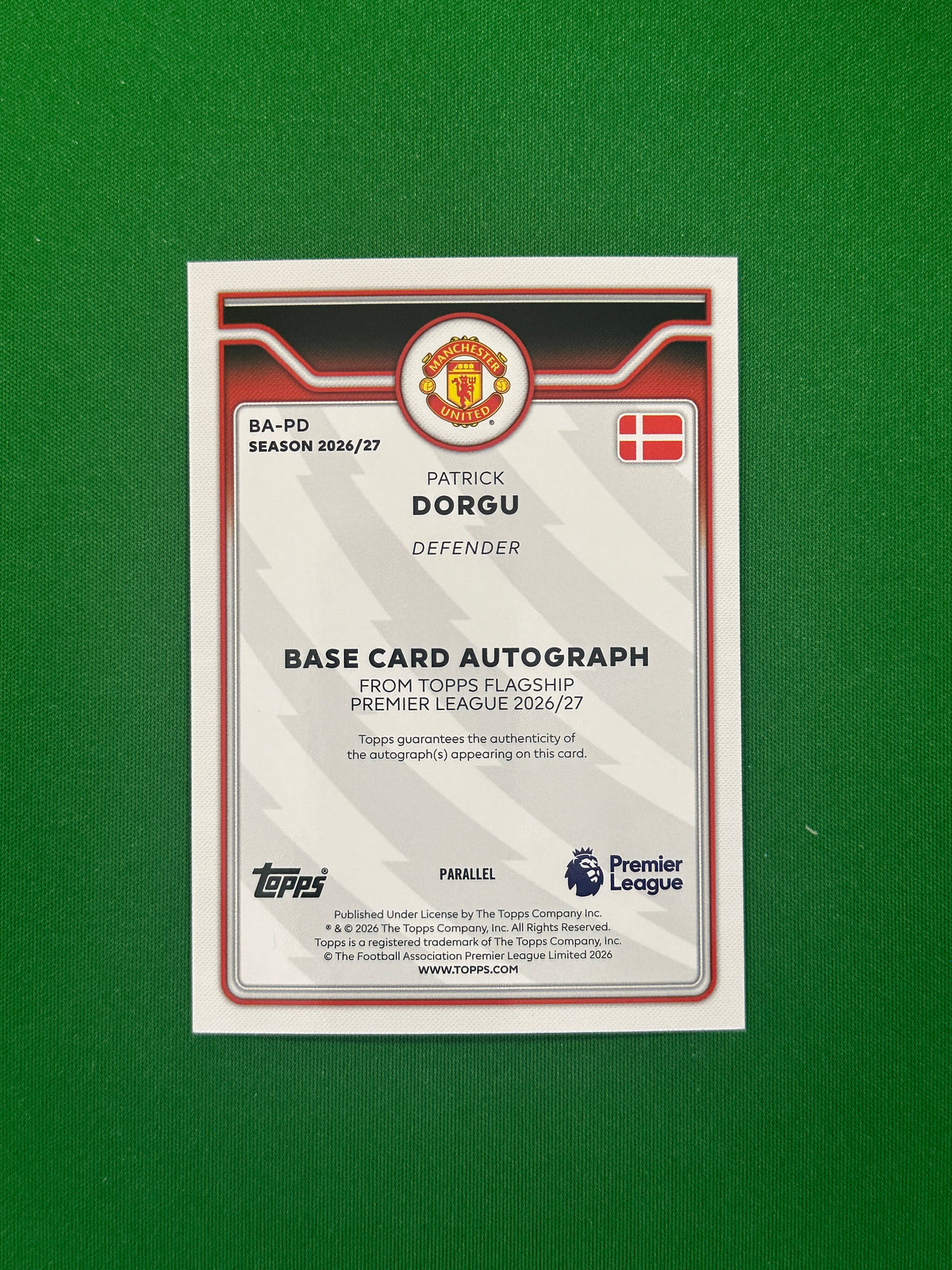 Patrick Dorgu Autograph Orange 04/25 — back