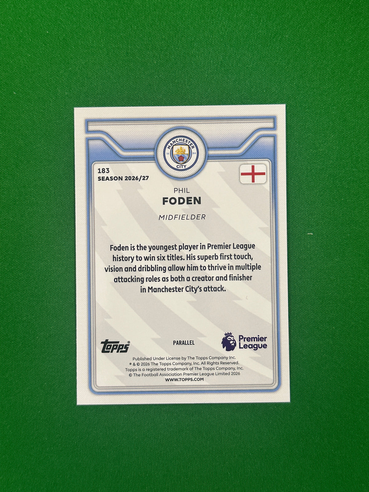 Phil Foden Green 21/99 — back