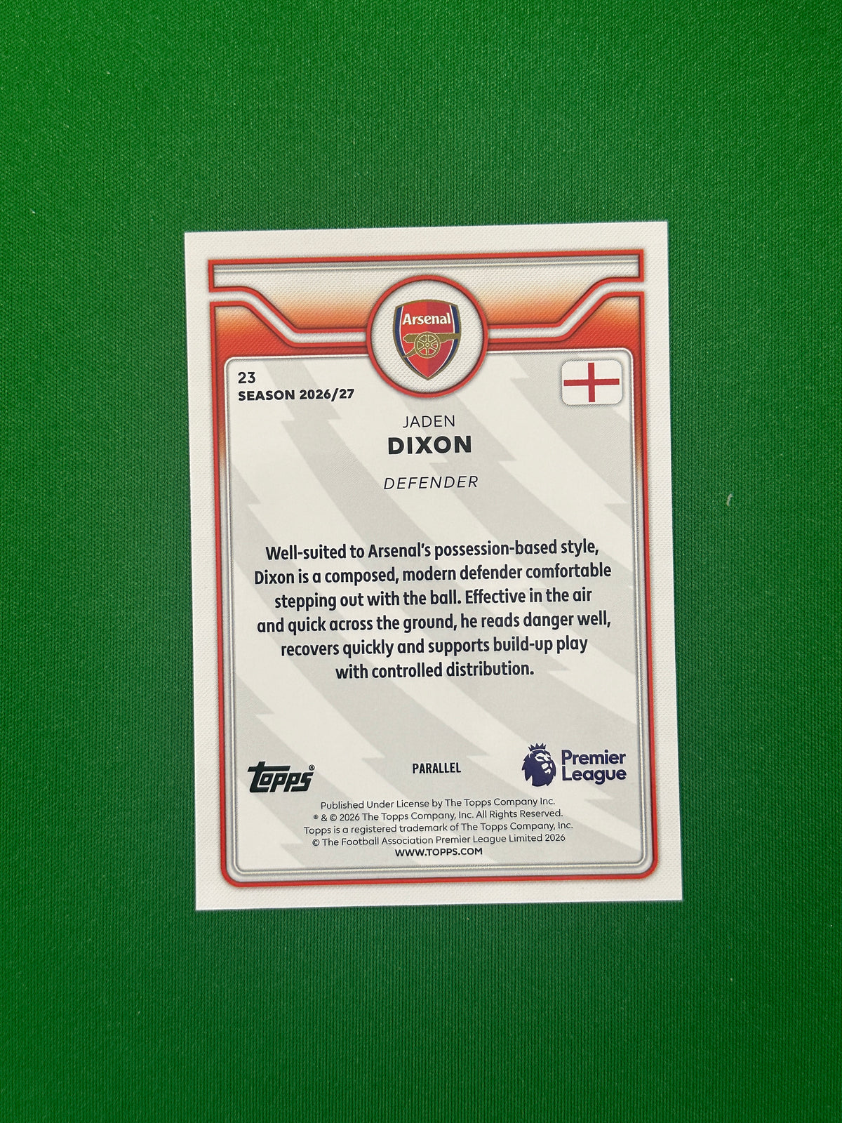 Jaden Dixon Orange 02/25 — back