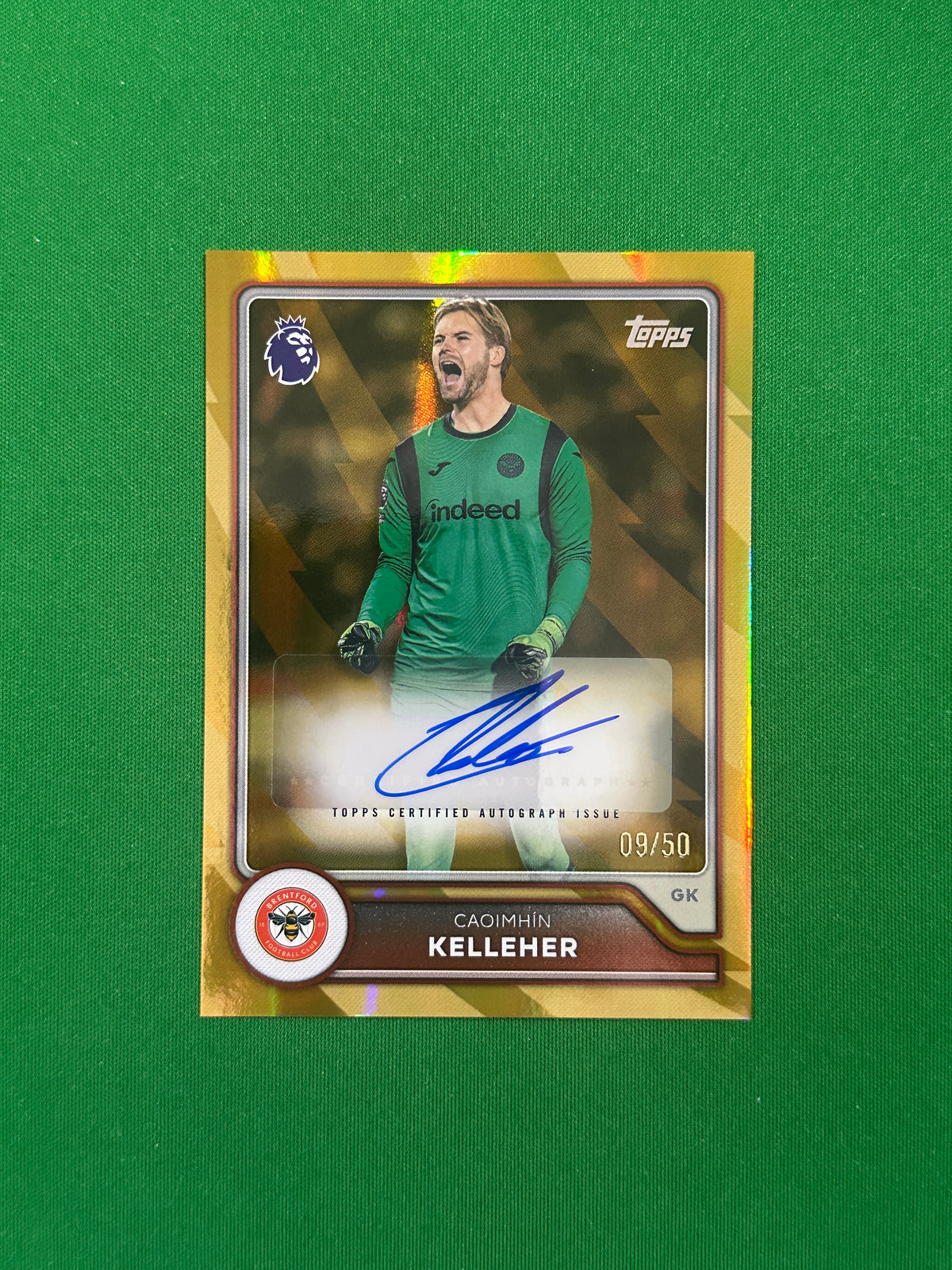 Caoimhín Kelleher Autograph Gold 09/50 — front