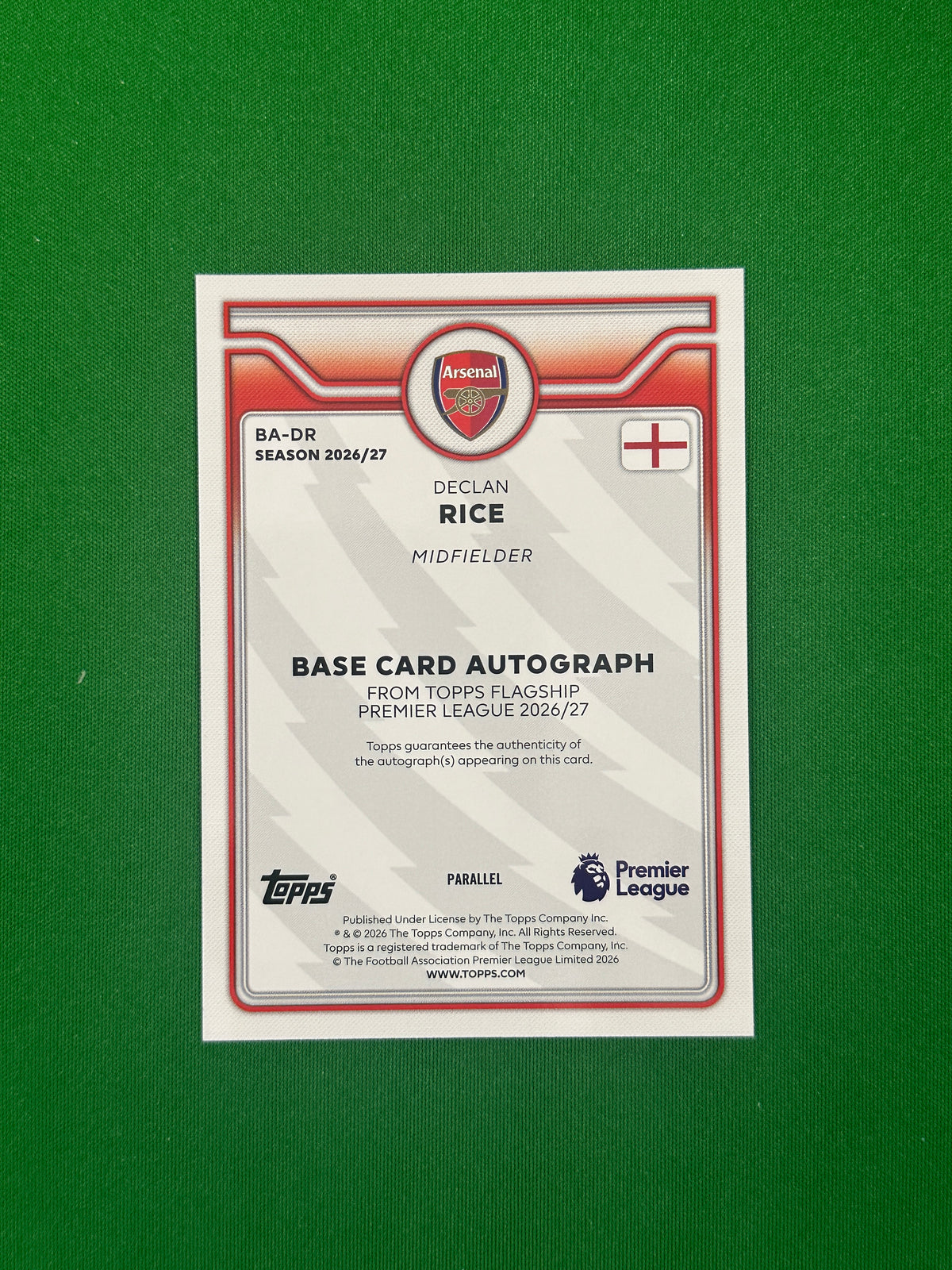 Declan Rice Autograph Netbuster 05/38 — back