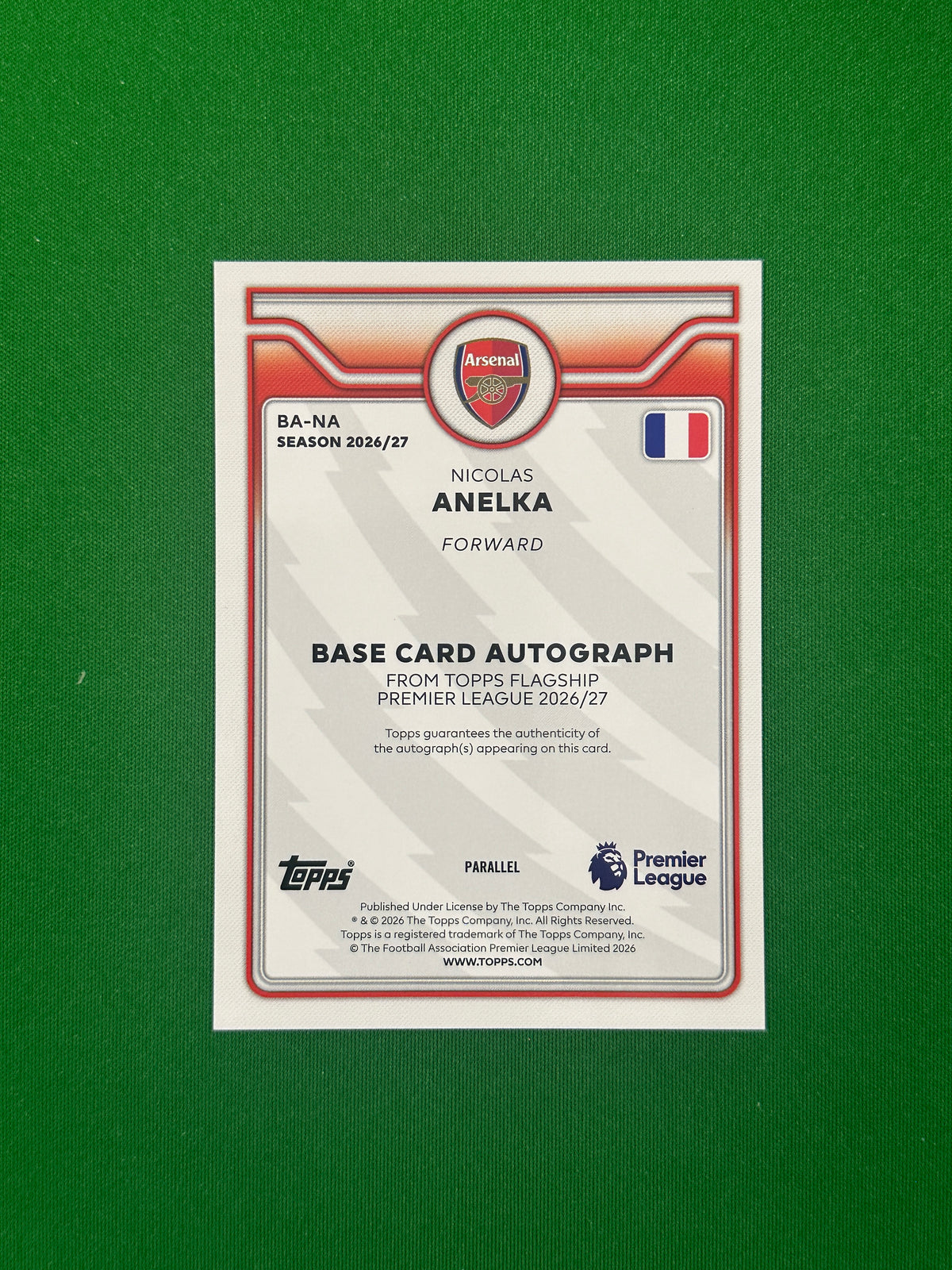 Nicolas Anelka Autograph Orange 07/25 — back