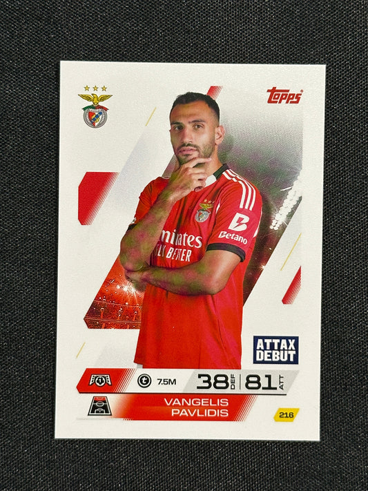 216 Vangelis Pavlidis SL Benfica Base - Topps Match Attax 2025/26