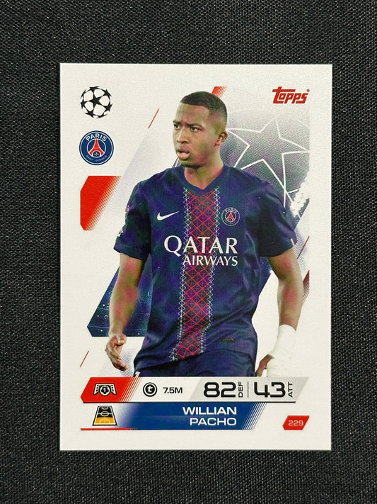 229 Willian Pacho PSG Base - Topps Match Attax 2025/26