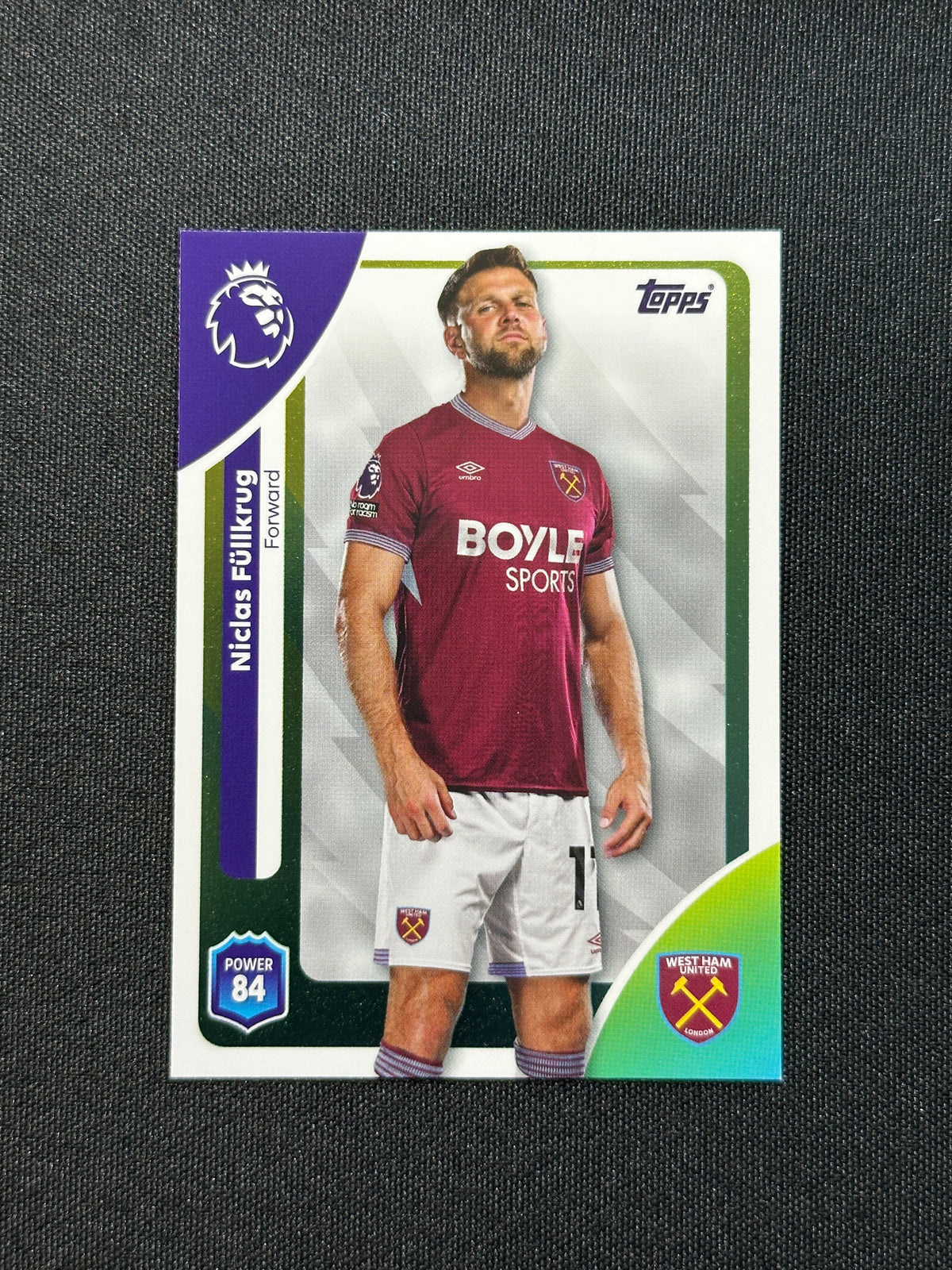 282 Niclas Füllkrug West Ham Base card - Topps Premier League 2026