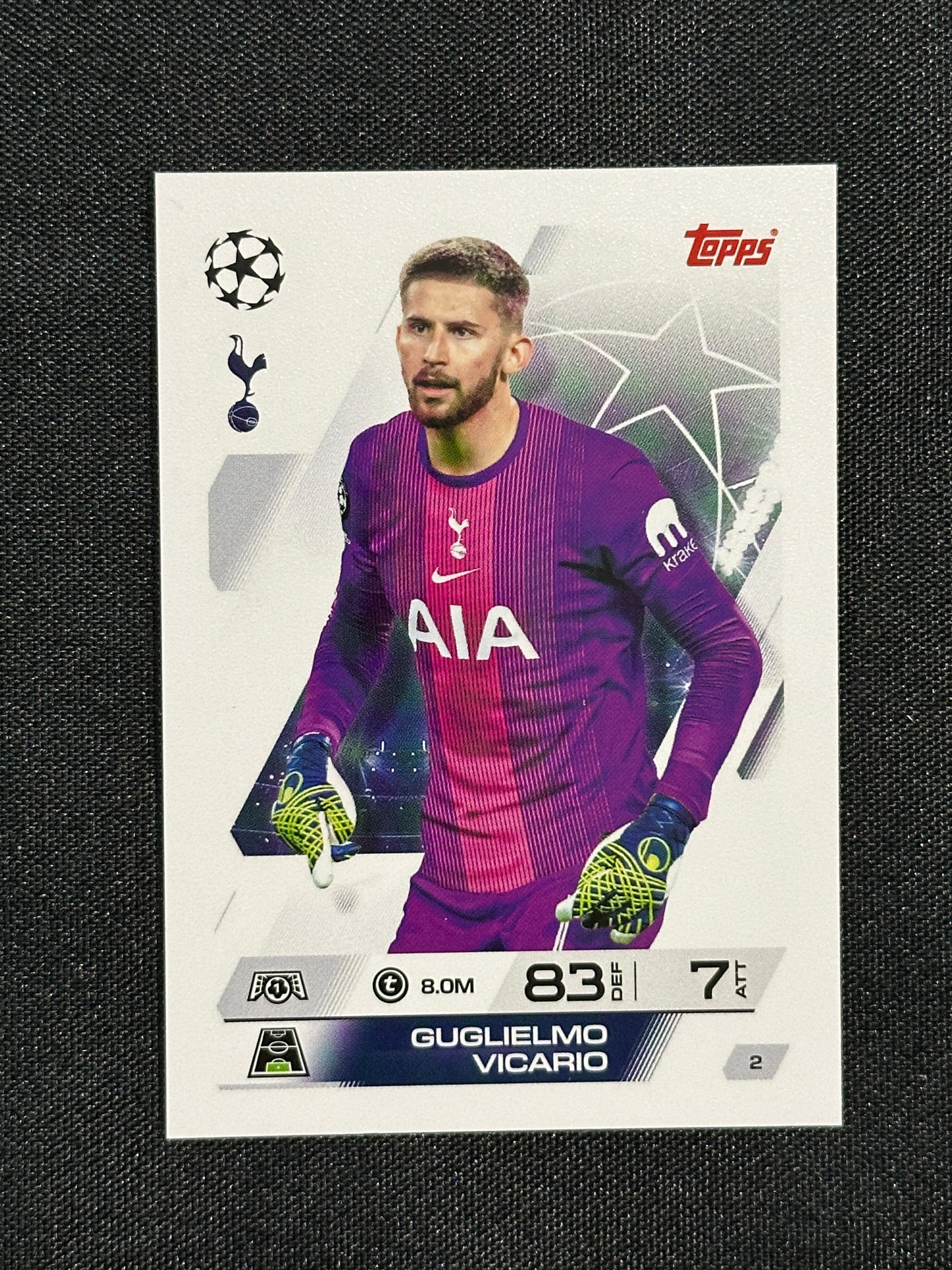2 Guglielmo Vicario Tottenham Hotspur Base - Topps Match Attax 2025/26