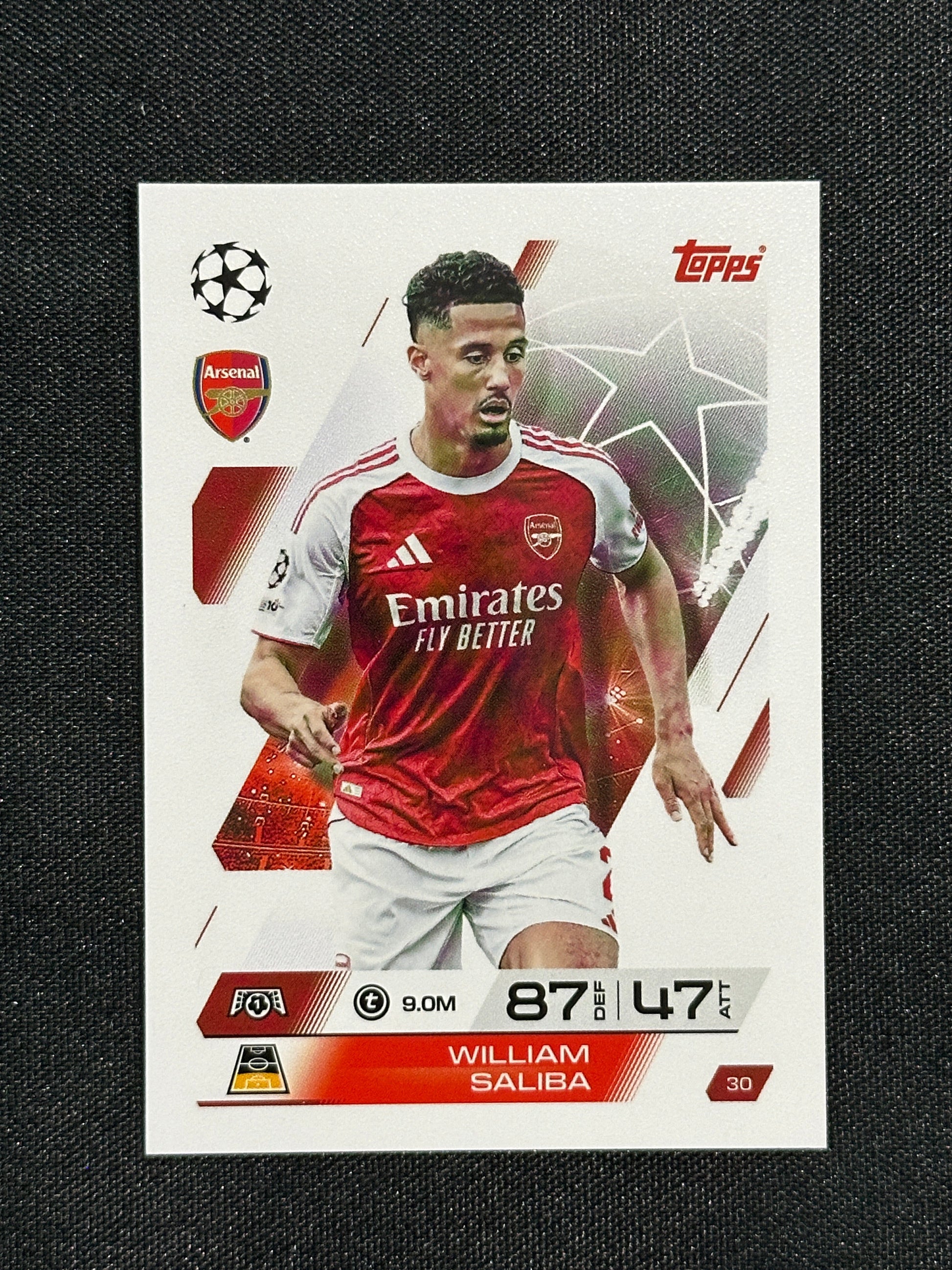 30 William Saliba Arsenal Base - Topps Match Attax 2025/26