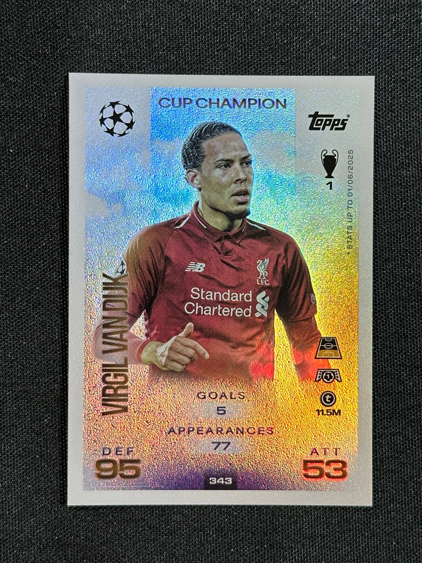 343 Virgil van Dijk Liverpool Cup Champion - Topps Match Attax 2025/26