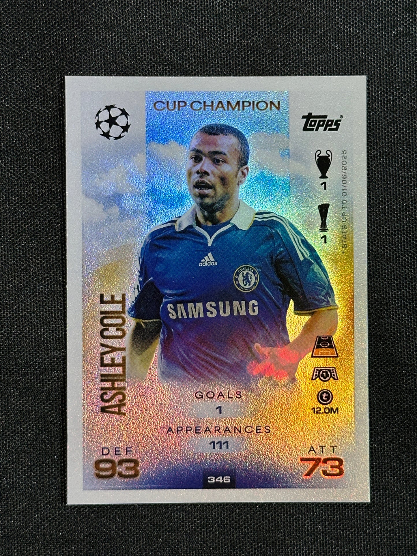 346 Ashley Cole Arsenal Cup Champion - Topps Match Attax 2025/26