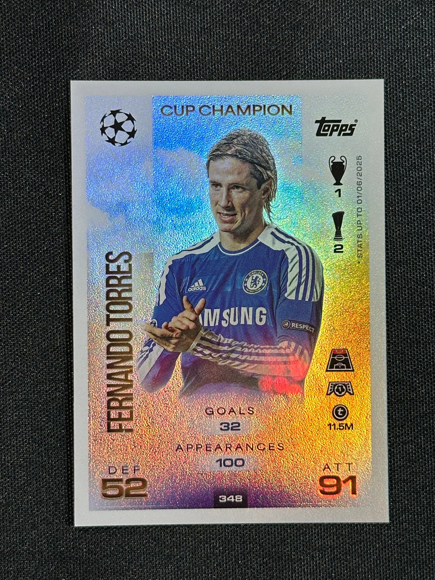 348 Fernando Torres Chelsea Cup Champion - Topps Match Attax 2025/26