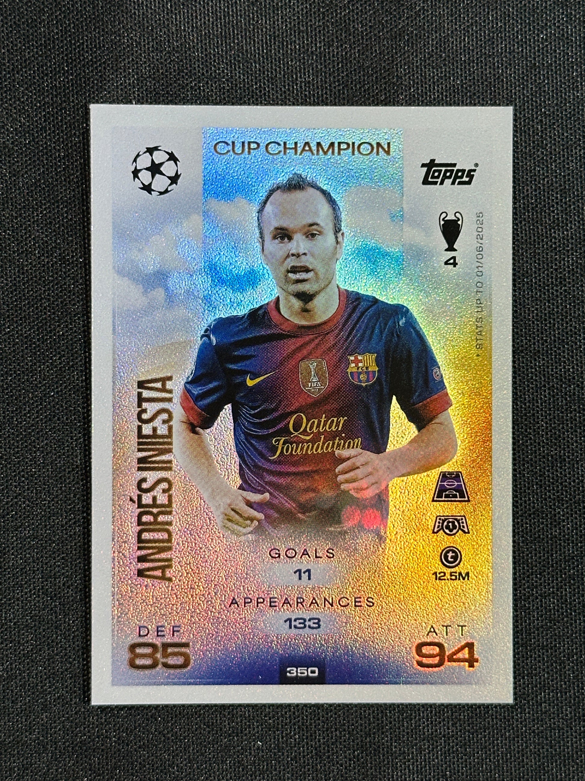 350 Andrés Iniesta Barcelona Cup Champion - Topps Match Attax 2025/26