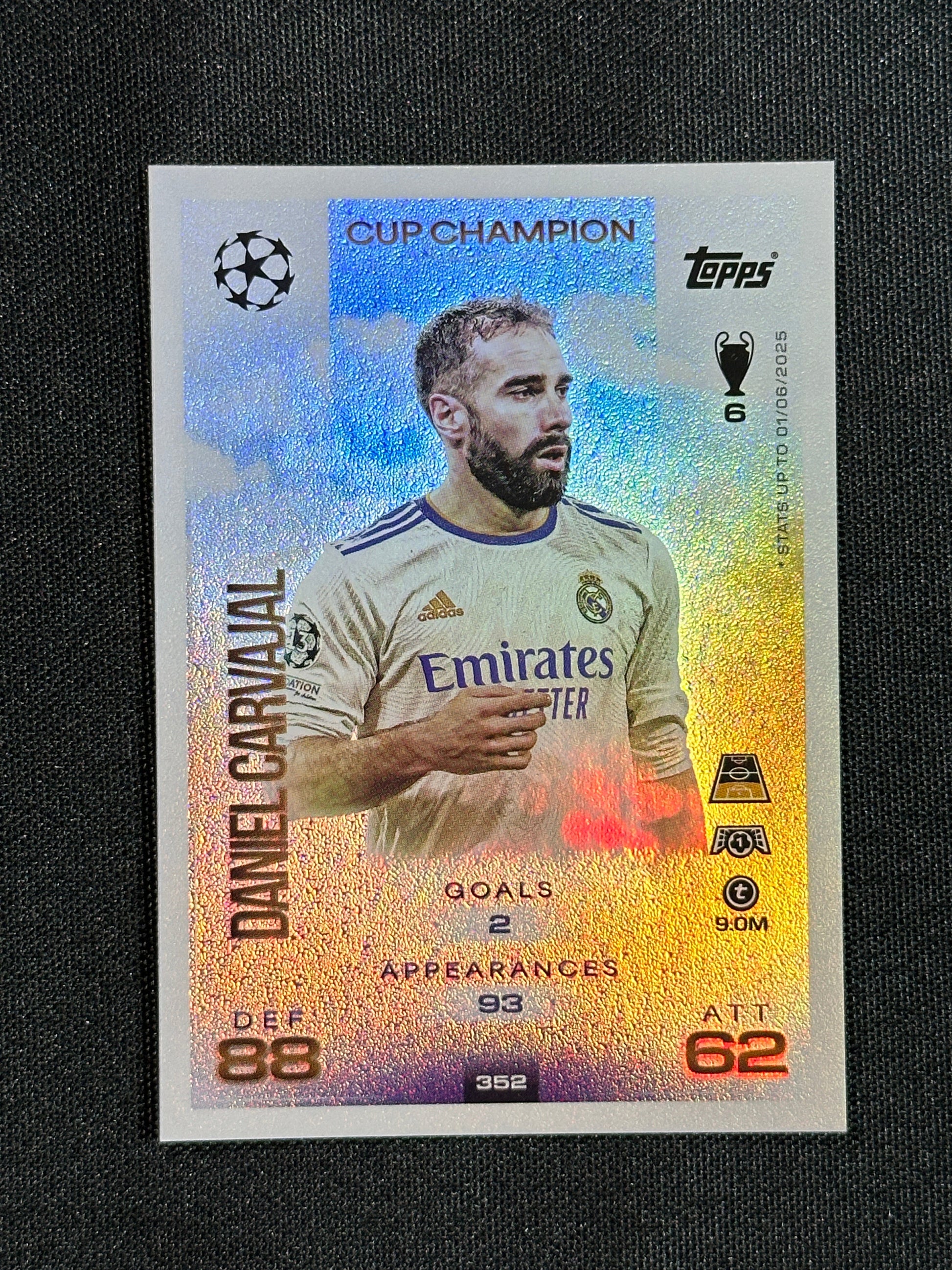 352 Daniel Carvajal Real Madrid Cup Champion - Topps Match Attax 2025/26